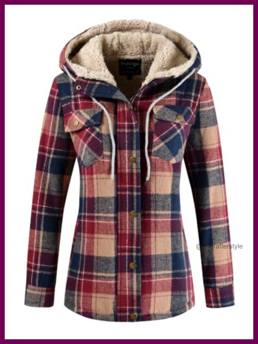 Plaid Sherpa Lined Hooded Jacket Fleece Flannel Coat